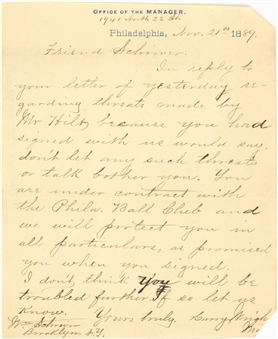 1889 Harry Wright Handwritten & Signed Letter To Pop Schriver (JSA)